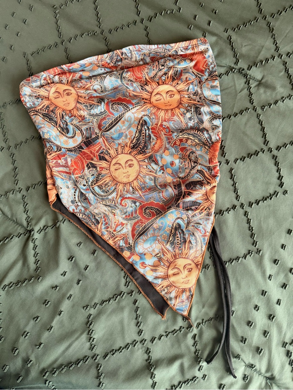 SHEIN Sun & Paisley Print Bandana Top - Orange, Blue, Black